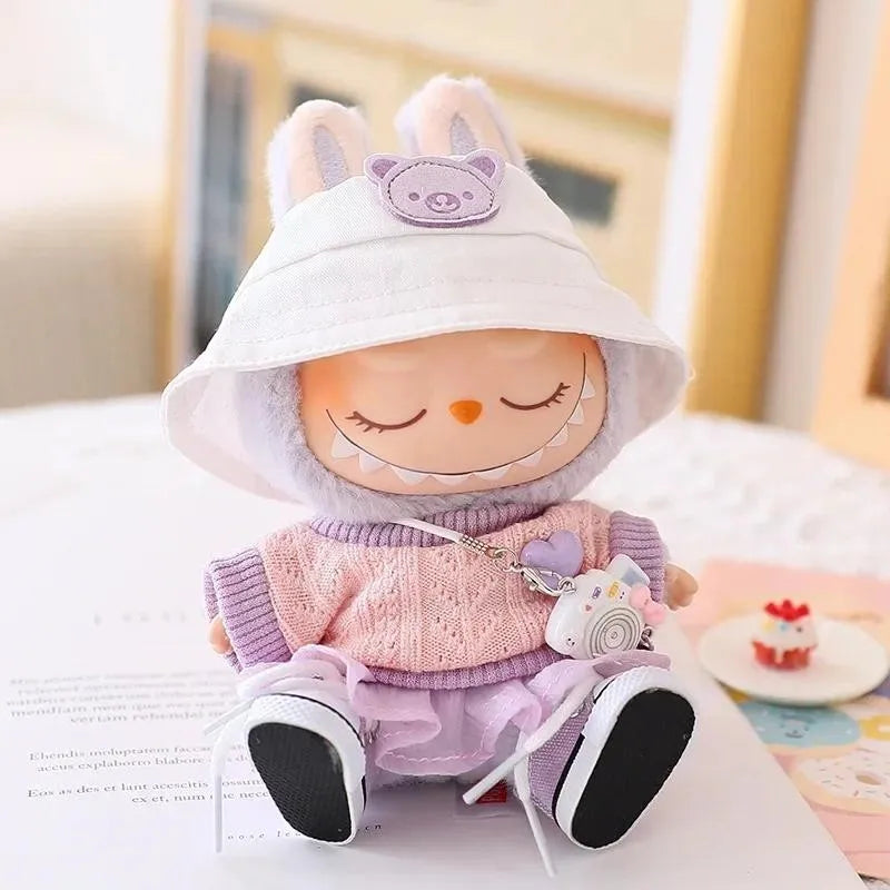Mini Plush Doll'S Clothes Outfit Accessories For Korea Kpop Exo Labubu V1 V2 Idol Dolls Goose Dinosaur Macaron Clothing Gift