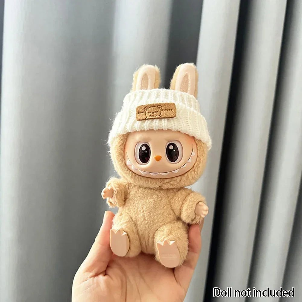 For 15-17 cm v1v2 Labubu Clothes outfit Labubu Sitting Party Bear Label Scarf Hat Bag Dolls Accessories Cute Decoration