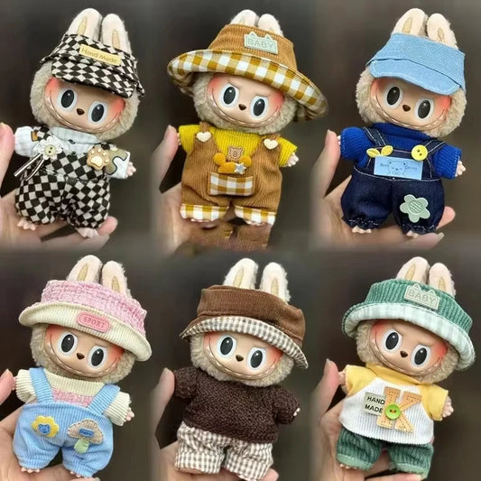 Mini Plush Doll'S Clothes Outfit Accessories For Korea Kpop Exo 15-17cm Labubu Idol Overalls set Clothing Gift