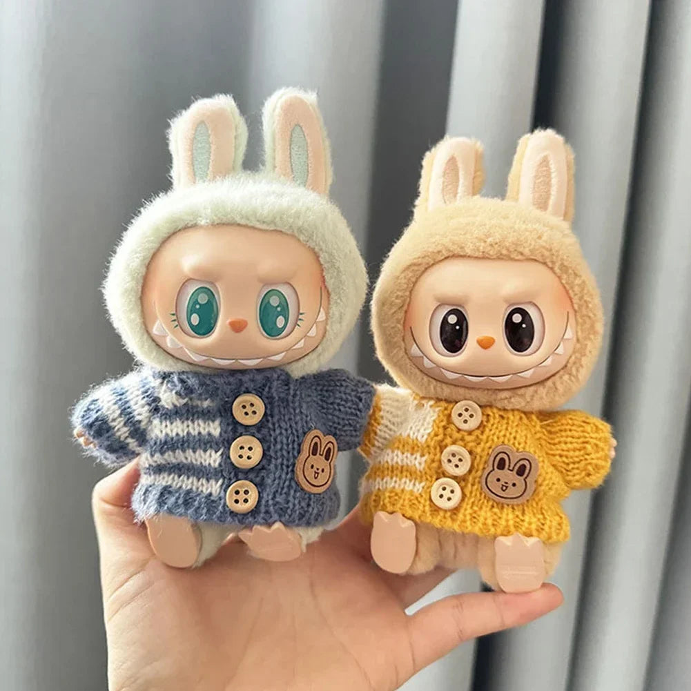For 15-17 cm v1v2 Labubu Clothes outfit Labubu Sitting Party Bear Label Scarf Hat Bag Dolls Accessories Cute Decoration